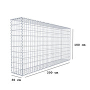 Gabione 200 cm x 100 cm x 30 cm (L x H x T), Maschenweite 5 cm x 10 cm, Spirale